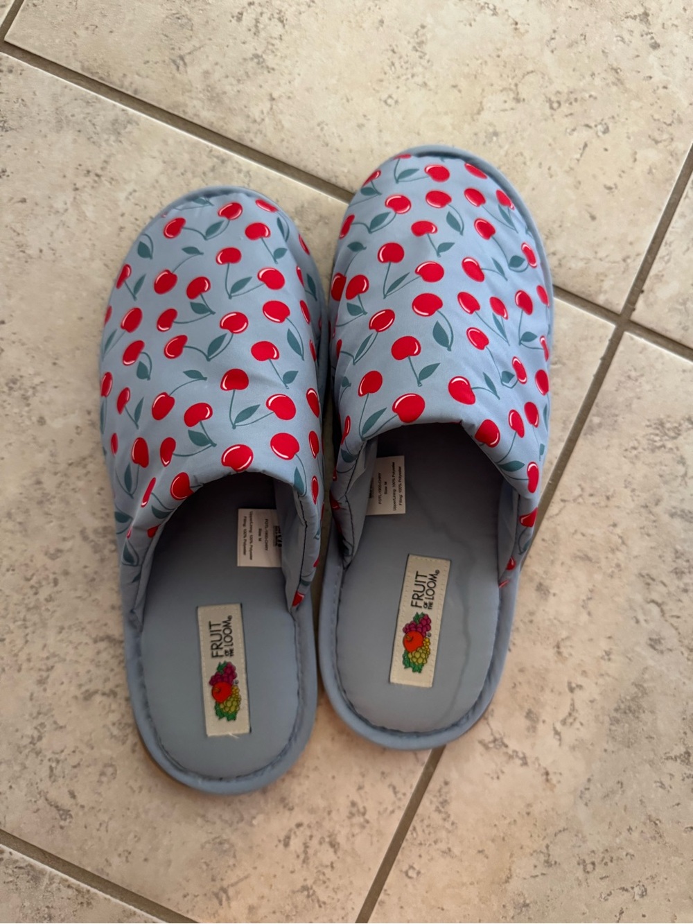 Fruit of the Loom Kids' Light Blue Cherry Print Slip-On Shoes